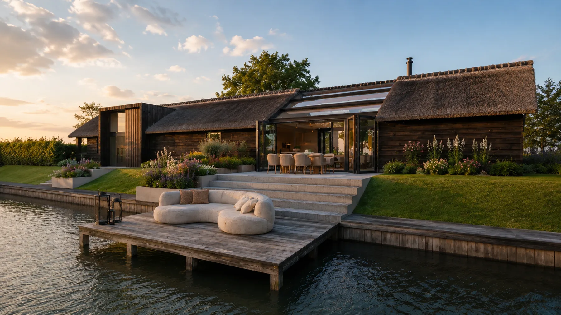 Woning met glazen verbinding